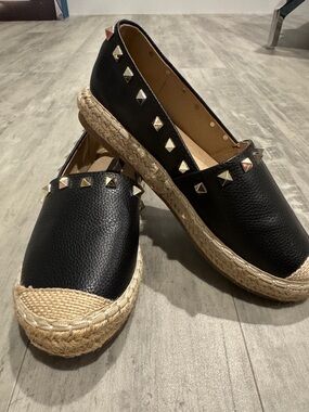 Steven By Steve Madden Black Studded Espadrille Flats